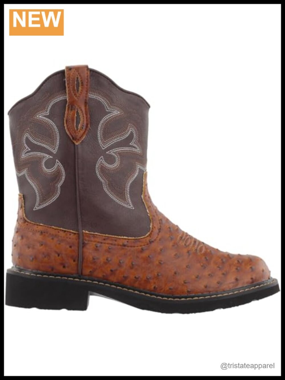 Faux Leather Pull On Ankle Boots with Embroidered Design